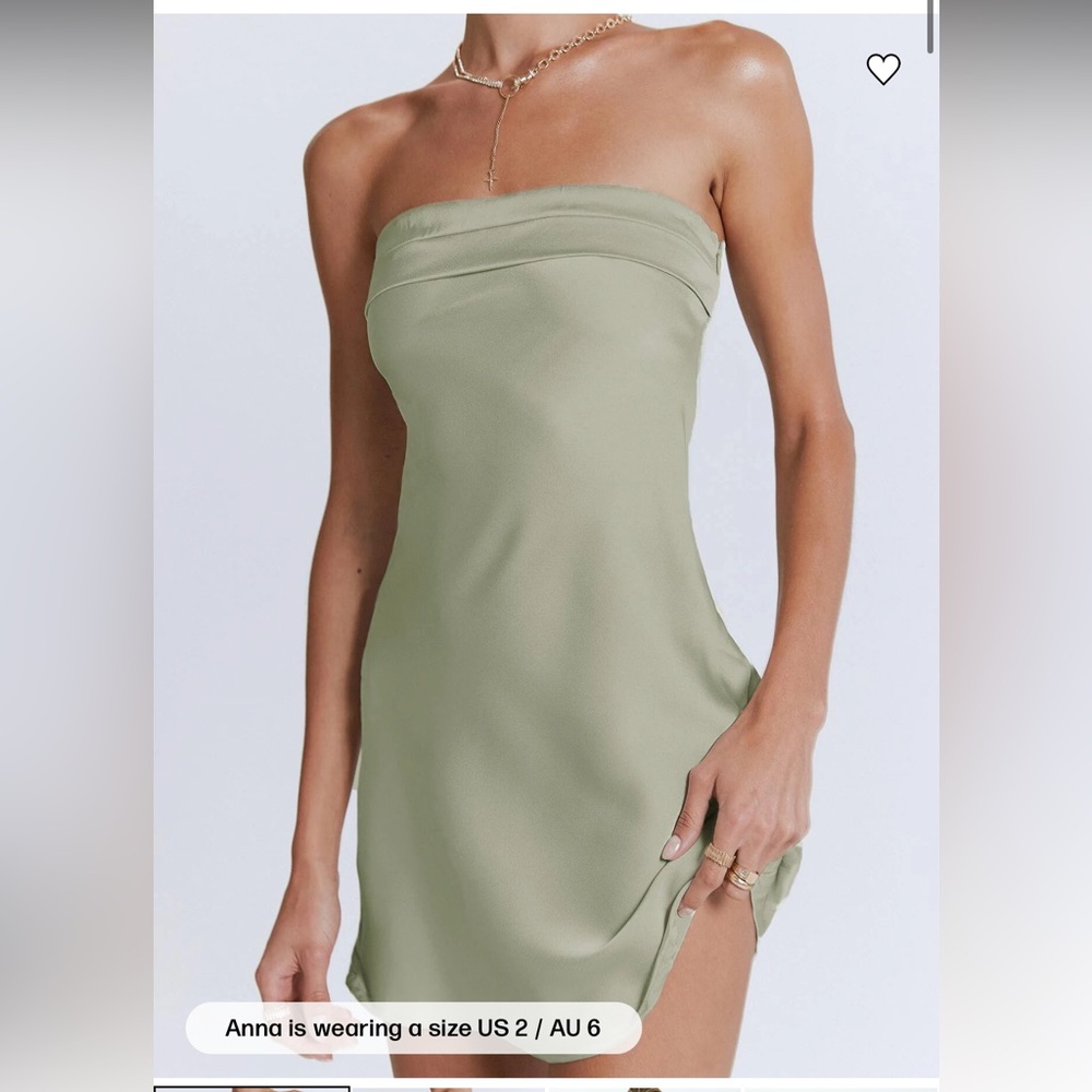 Princess Polly Strapless Sage Dress